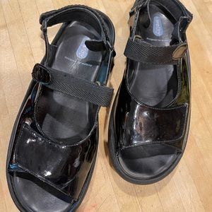 Wolky Jewel Black Patent Sandals Size 11-12 42